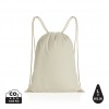 Impact AWARE™ recycled cotton drawstring backpack 145g in Off White