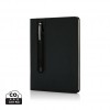 Standard hardcover PU A5 notebook with stylus pen in Black