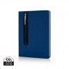 Standard hardcover PU A5 notebook with stylus pen in Navy