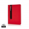 Standard hardcover PU A5 notebook with stylus pen in Red
