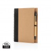 Kraft spiral notebook with pen in Black