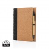 Cork spiral notebook with pen in Black