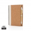 Cork spiral notebook with pen in White