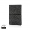 GRS certified recycled felt A5 softcover notebook in Black