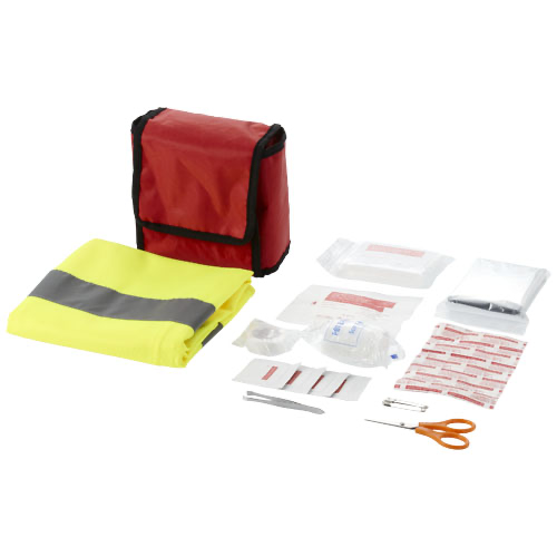 18 piece first aid kit and professional safety vest