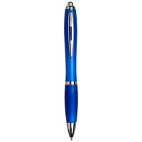 Curvy ballpoint pen with frosted barrel and grip