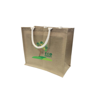 Large Natural Jute Bag With Large Gusset And White Web Handles