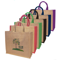 Large Eco Friendly Natural Jute Bag w/ or w/o coloured gusset