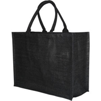 Bio-degradable Large Black Jute Bag With 40cm Cotton Web Handles
