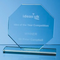 15cm x 15cm x 12mm Jade Glass Octagon Award