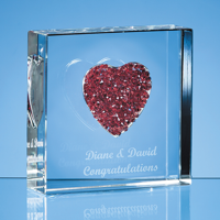 7.5cm Red Diamante Heart Paperweight