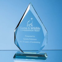 18.5cm x 19mm Jade Glass Facetted Diamond Peak Award