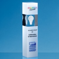 26cm Clear & White Optical Crystal Square Column Award