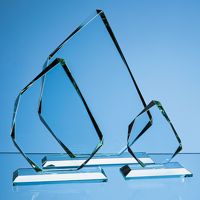 18.5cm x 15.5cm x 15mm Jade Glass Facetted Ice Peak Award