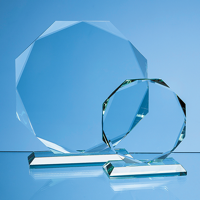 11.5cm x 11.5cm x 15mm Jade Glass Facetted Octagon Award