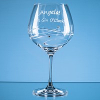 610ml Just For You Diamante Gin Glass with Spiral Design Cutting