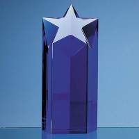 20cm Sapphire Blue Optic Star Column Award