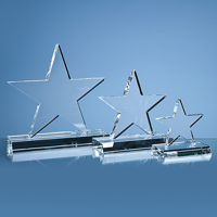 21cm Optical Crystal 5 Pointed Star on Base Award
