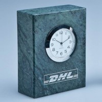 8cm Green Marble Bevel Edged Rectangle Clock