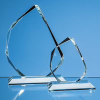 18.5cm x 15cm x 15mm Clear Glass Facetted Ice Peak Award