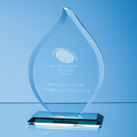 19cm x 13.5cm x 12mm Jade Glass Flame Award