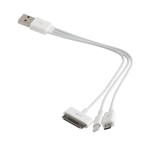 3Waycharger Usb Charging Cable White