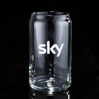 Can shaped drinking glass