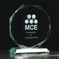 Medium jade green octagon award