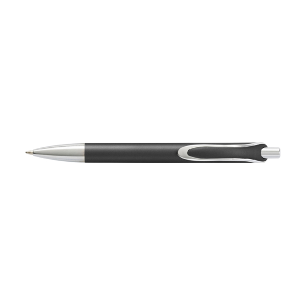 Plastic ballpen with silver coloured tip and clip