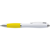 Plastic ballpen with coloured rubber grip, blue ink