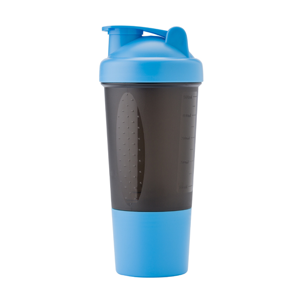 Plastic 500ml protein shaker.