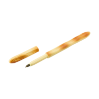 Plastic ballpen in the shape of a French bread, black ink.