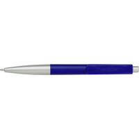 Plastic ballpen with blue ink.