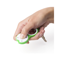 Plastic key holder with a rotating locking mechanism, includes a powerful push button LED light.