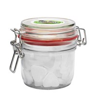 255ml/490gr Glass jar filled with dextrose heart mints