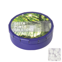 Round click tin with sugar free mints