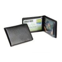 Credit Card Case for 6-8 Cards, in black leather look vegan Belluno.