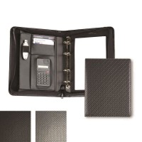 Carbon Fibre Effect PU A5 Deluxe Zipped Ring Binder