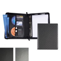 Carbon Fibre Effect PU A4 Deluxe Zipped Ring Binder
