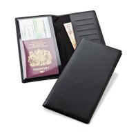 Travel Wallet with one clear pocket and one material pocket with card slots.in a choice of Belluno Colours
