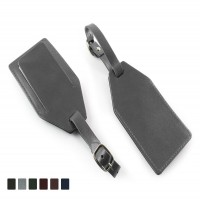 Leather Rectangular Luggage Tag with security flap, made in the UK in a choice of 5 colours.