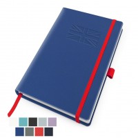 RECYCOPLUS Recycled A5 Casebound Notebook with Elastic Strap & Pen Loop in 5 Colours