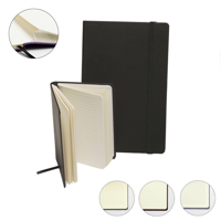 Environmentally Friendly Recycled Leather A5 Casebound Notebook with Elastic Strap and Envelope Pocket