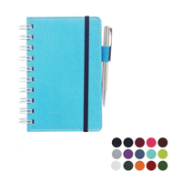 Belluno PU Colours Deluxe A6 Wiro Notebook with soft touch leather look cover to both sides, Elastic Strap to close, Elastic Pen Loop, Clear interior pocket, lined ivory paper.