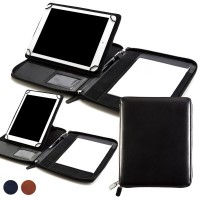 Sandringham Nappa Leather A5 Zipped Adjustable Tablet Holder with a Multi Position Tablet Stand