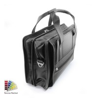 Pantone Matched Sandringham Leather Carry on Flight Bag in black.