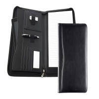Black Balmoral Leather A4 Deluxe Zipped Conference Folder With Tablet Pocket