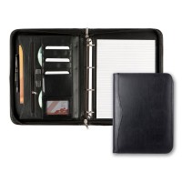 Black Balmoral Leather A4 Deluxe Zipped Ring Binder