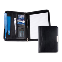 Black Balmoral Leather A4 Deluxe Zipped Conference Folder With Calculator