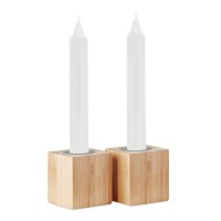 2 candles and bamboo holders